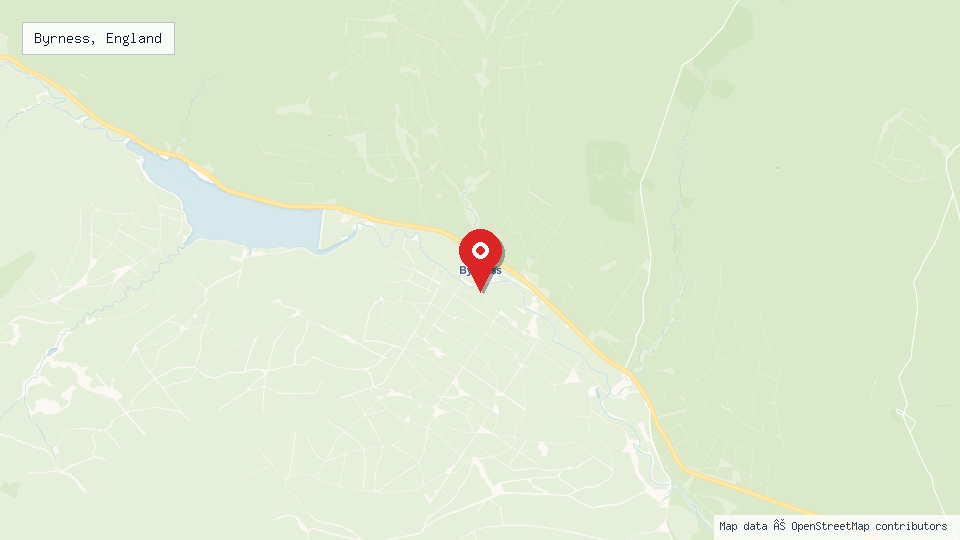 Street map of Byrness, England with location pin