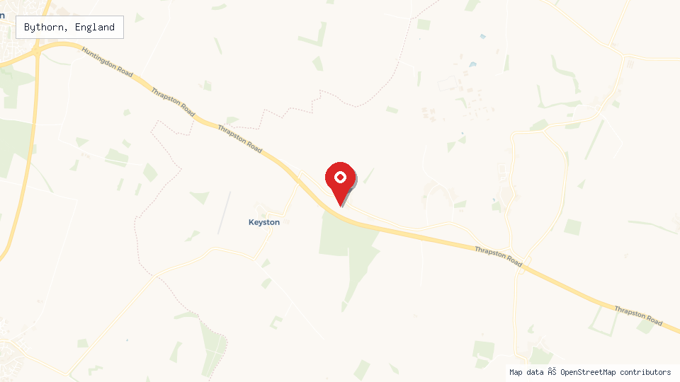 Street map of Bythorn, England with location pin