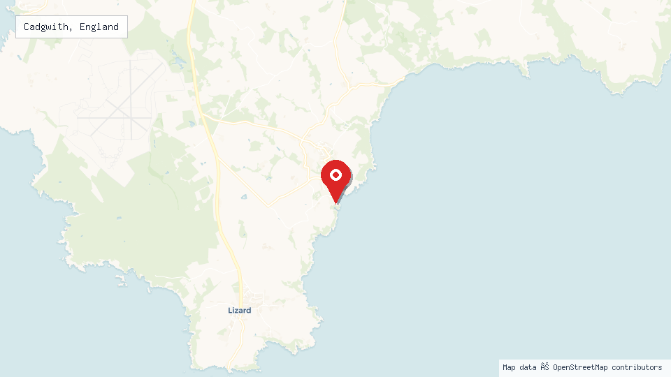 Street map of Cadgwith, England with location pin