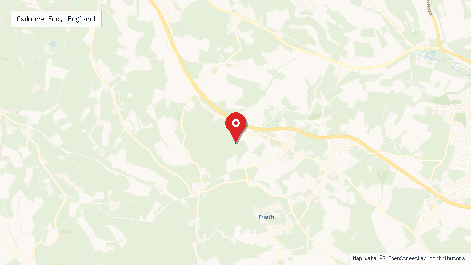 Street map of Cadmore End, England with location pin