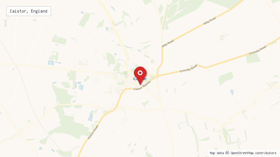 Street map of Caistor, England with location pin