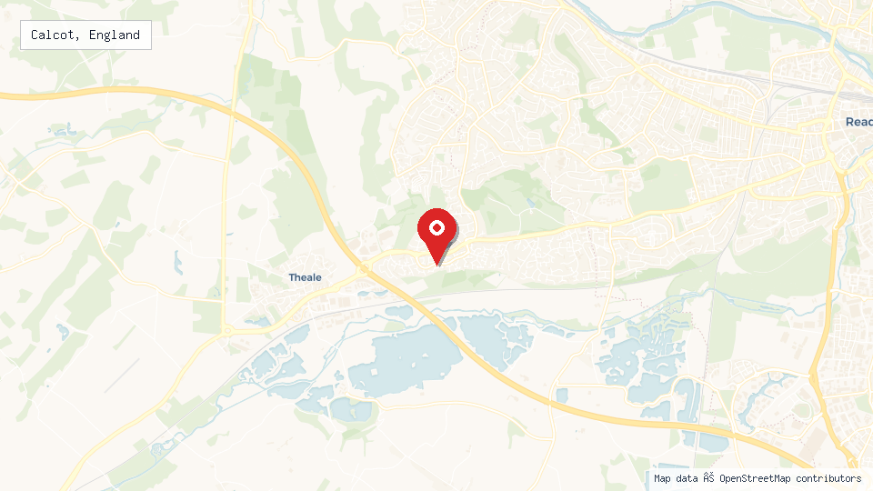Street map of Calcot, England with location pin