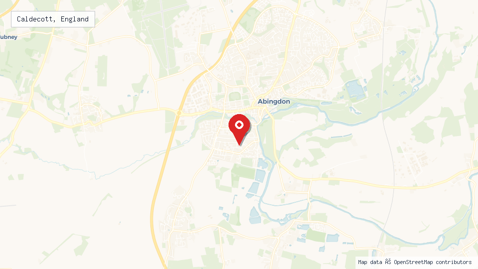 Street map of Caldecott, England with location pin