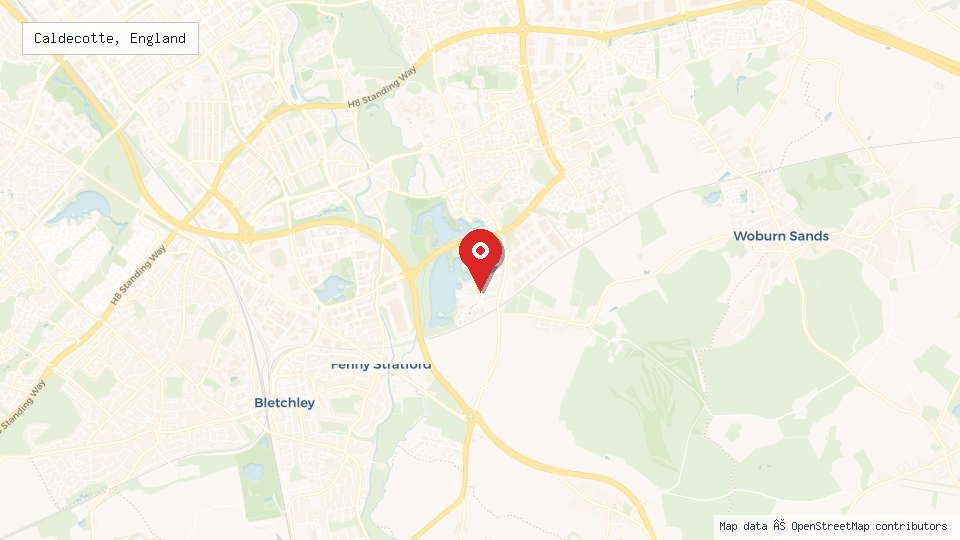 Street map of Caldecotte, England with location pin