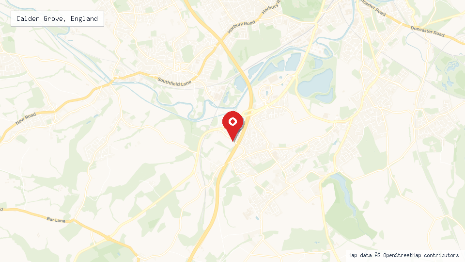 Street map of Calder Grove, England with location pin