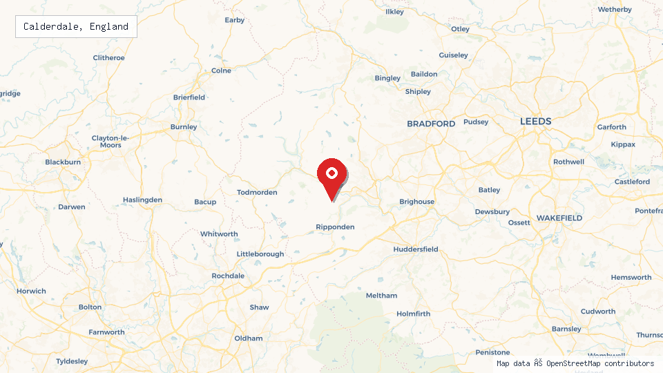 Street map of Calderdale, England with location pin