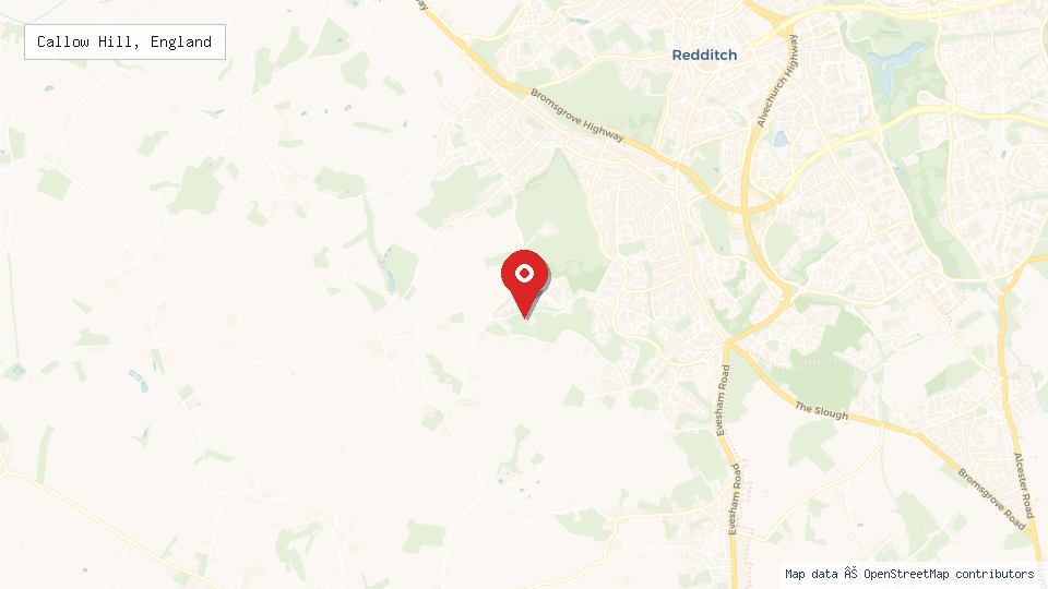 Street map of Callow Hill, England with location pin