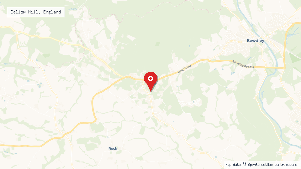 Street map of Callow Hill, England with location pin