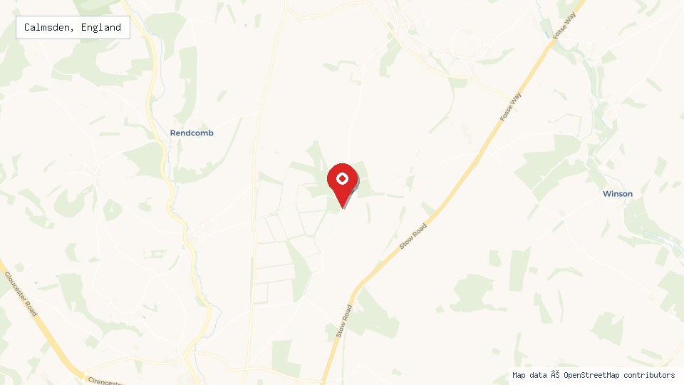 Street map of Calmsden, England with location pin