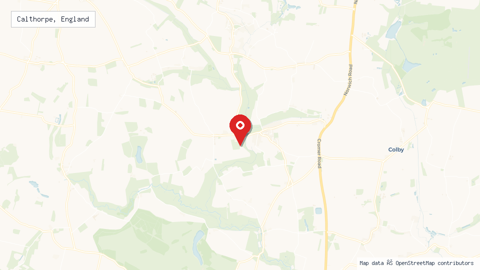 Street map of Calthorpe, England with location pin