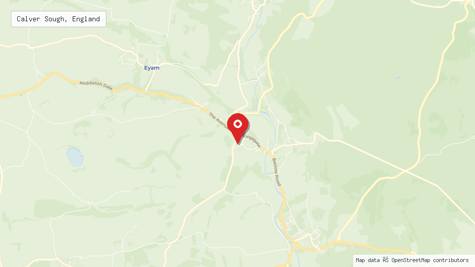 Street map of Calver Sough, England with location pin