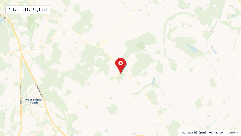 Street map of Calverhall, England with location pin