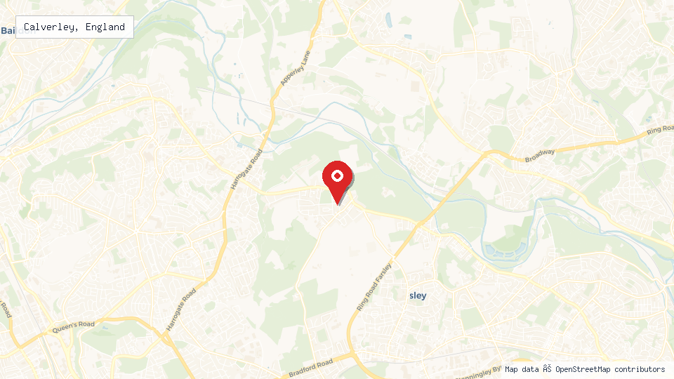 Street map of Calverley, England with location pin