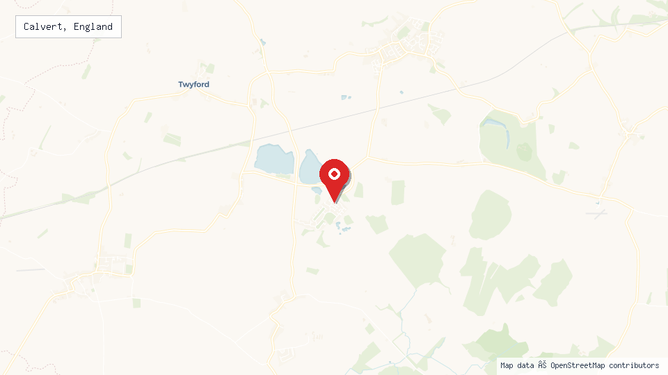 Street map of Calvert, England with location pin