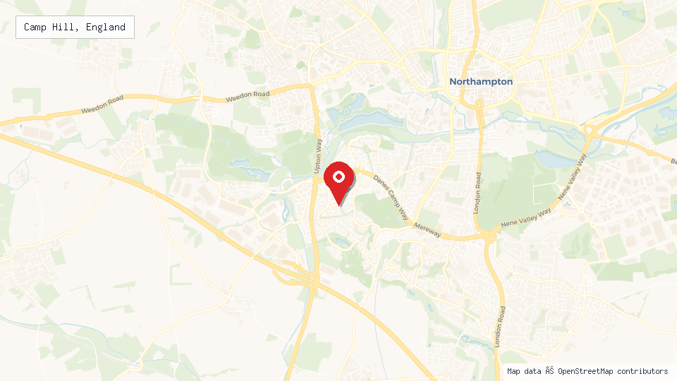 Street map of Camp Hill, England with location pin