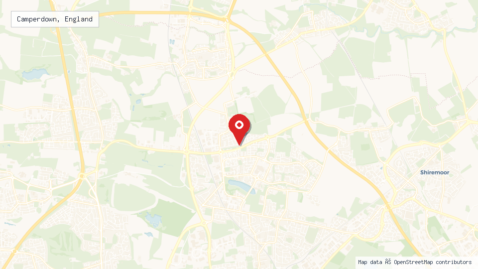Street map of Camperdown, England with location pin