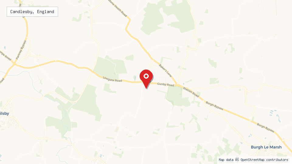 Street map of Candlesby, England with location pin