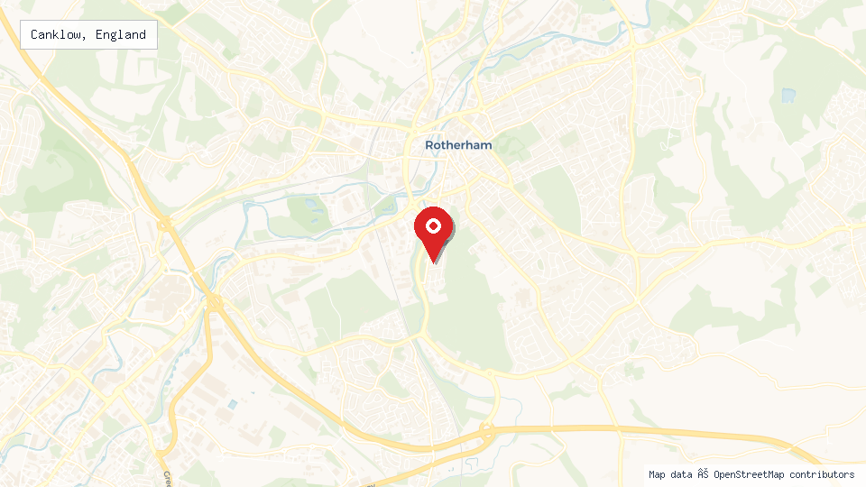 Street map of Canklow, England with location pin