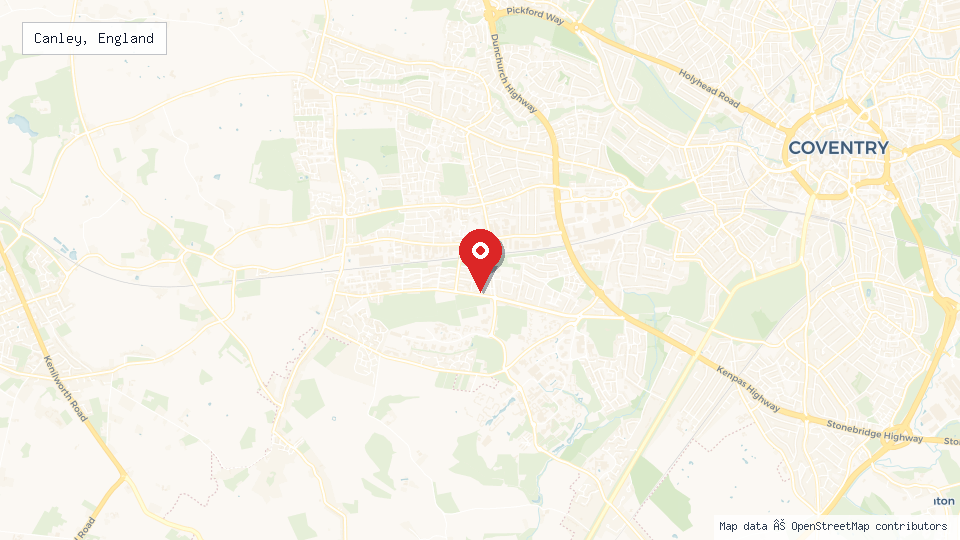 Street map of Canley, England with location pin