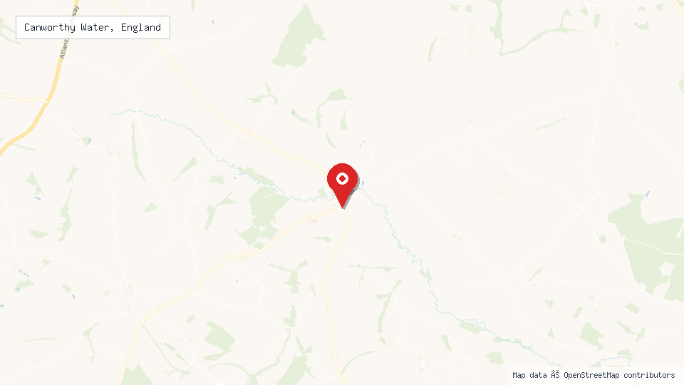 Street map of Canworthy Water, England with location pin