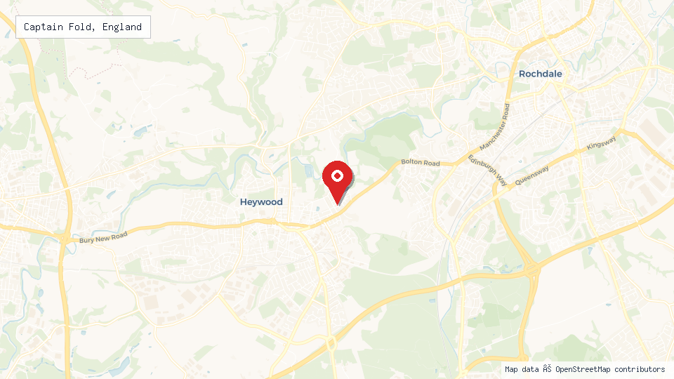 Street map of Captain Fold, England with location pin