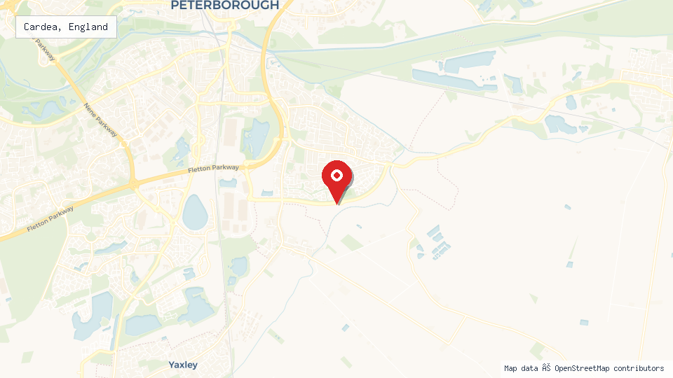 Street map of Cardea, England with location pin