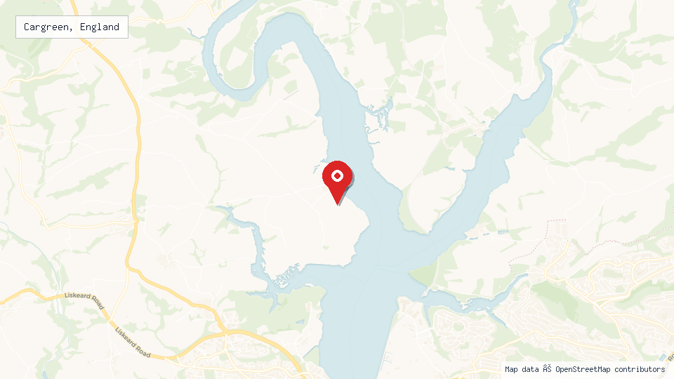 Street map of Cargreen, England with location pin