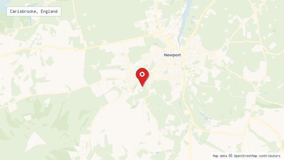 Street map of Carisbrooke, England with location pin