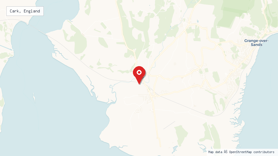 Street map of Cark, England with location pin