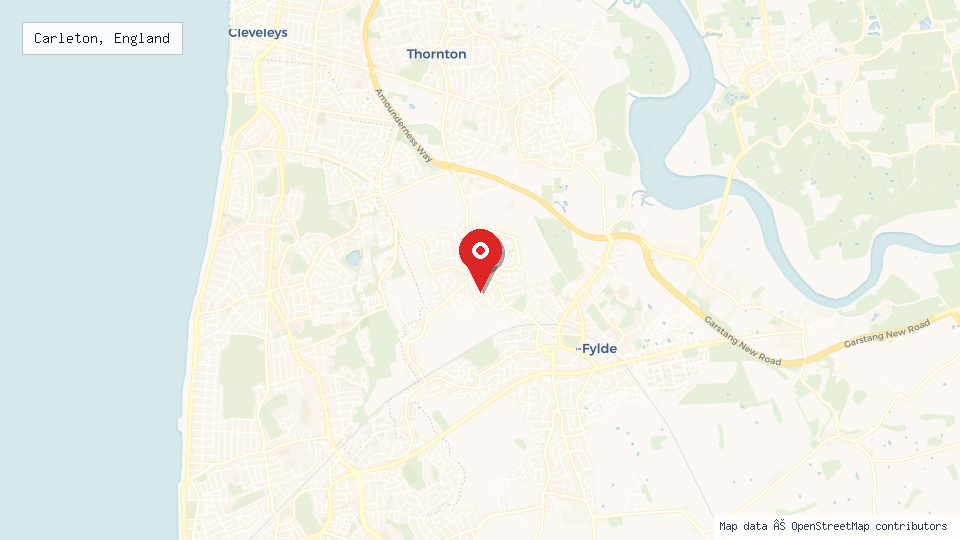 Street map of Carleton, England with location pin