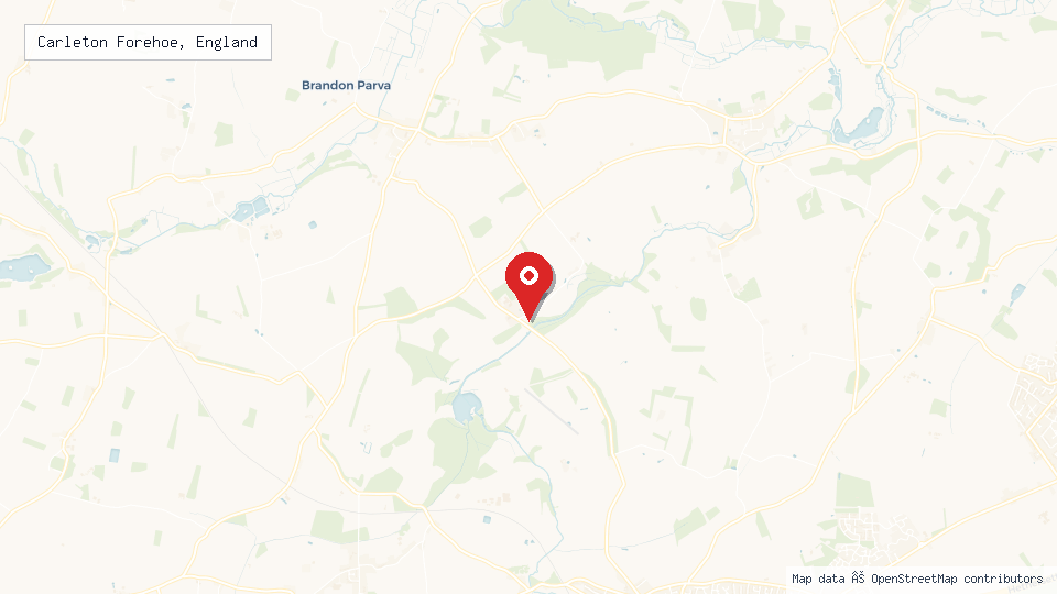 Street map of Carleton Forehoe, England with location pin