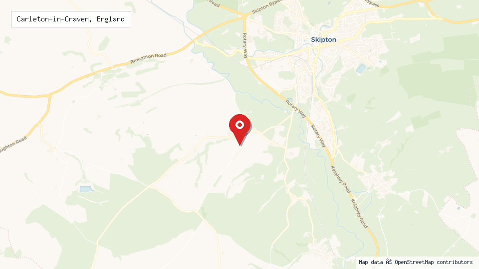 Street map of Carleton-in-Craven, England with location pin