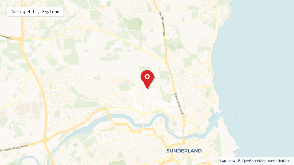 Street map of Carley Hill, England with location pin
