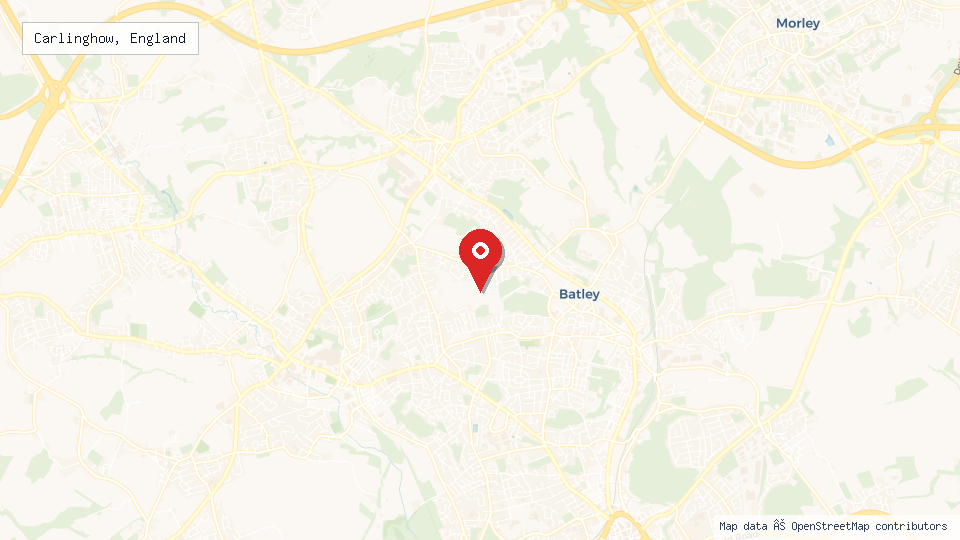 Street map of Carlinghow, England with location pin