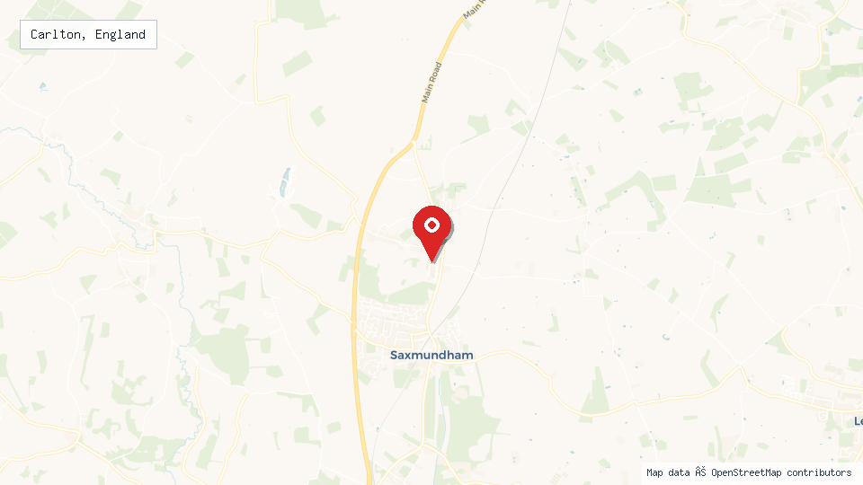 Street map of Carlton, England with location pin