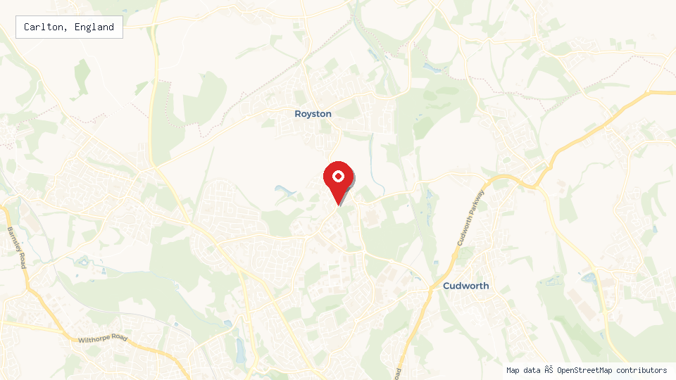 Street map of Carlton, England with location pin