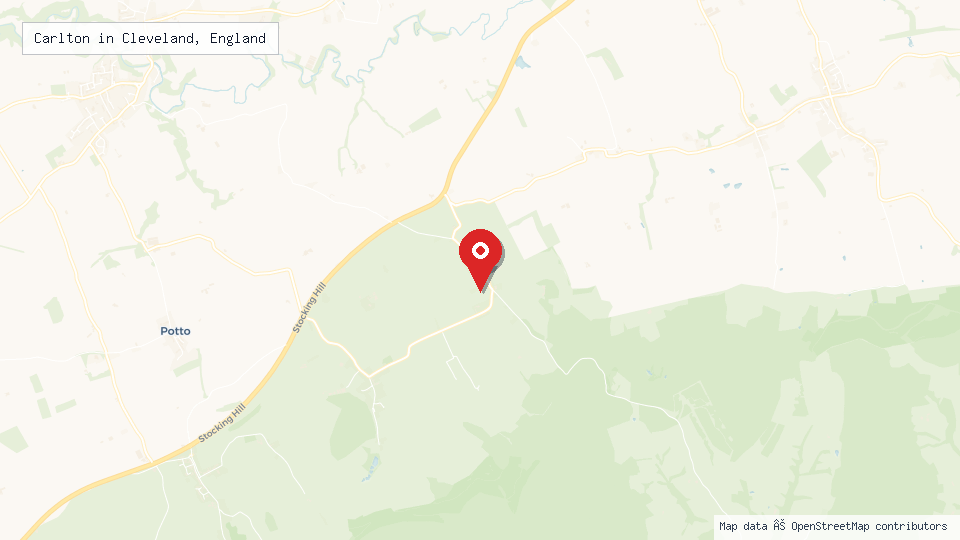 Street map of Carlton in Cleveland, England with location pin