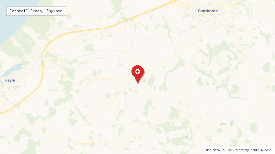 Street map of Carnhell Green, England with location pin