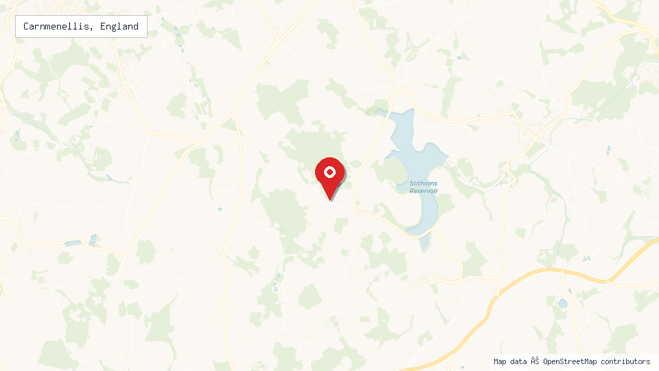 Street map of Carnmenellis, England with location pin