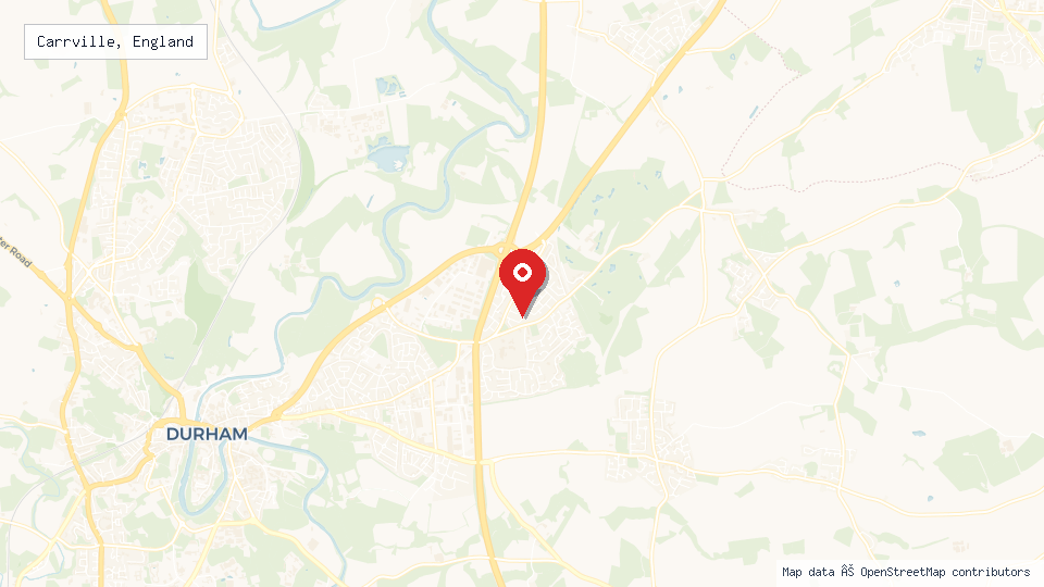 Street map of Carrville, England with location pin