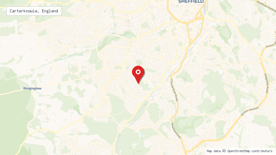 Street map of Carterknowle, England with location pin