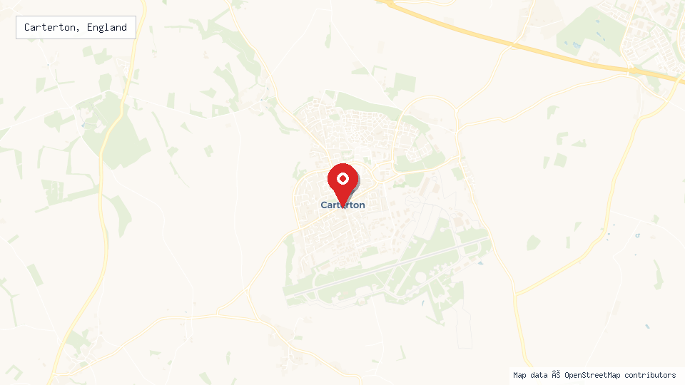 Street map of Carterton, England with location pin
