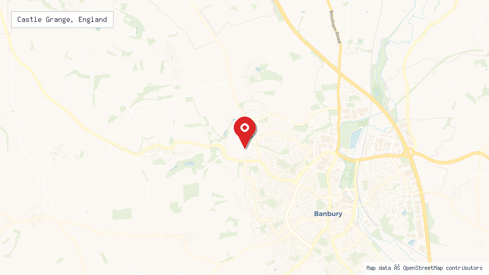 Street map of Castle Grange, England with location pin