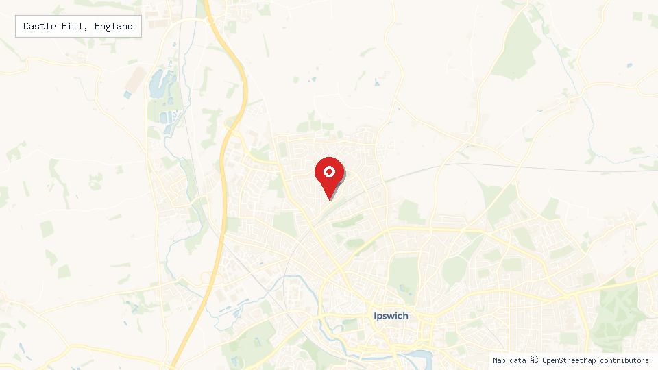 Street map of Castle Hill, England with location pin
