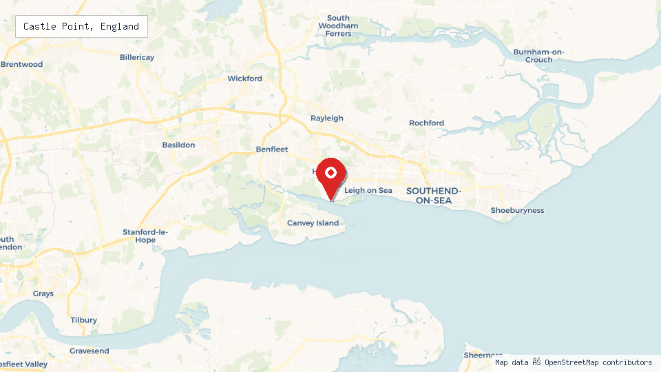 Street map of Castle Point, England with location pin