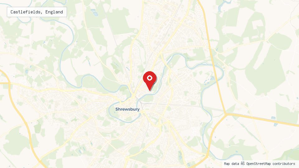 Street map of Castlefields, England with location pin