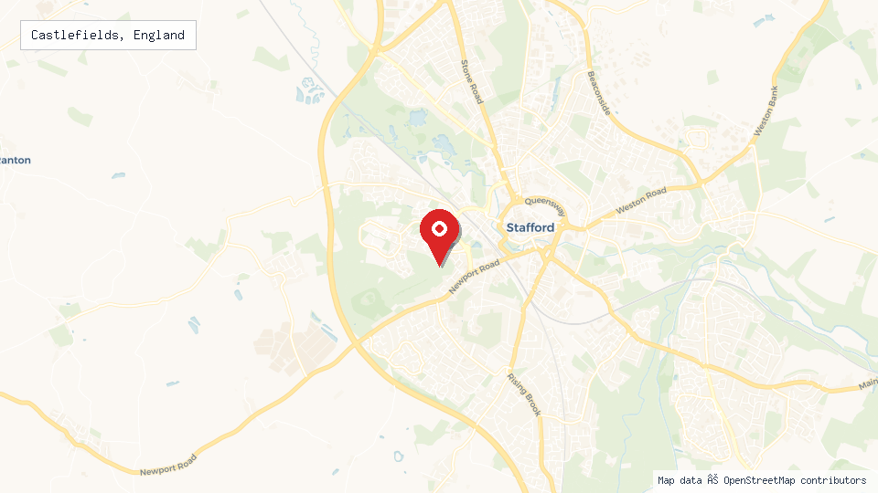 Street map of Castlefields, England with location pin