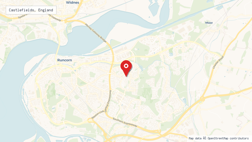 Street map of Castlefields, England with location pin