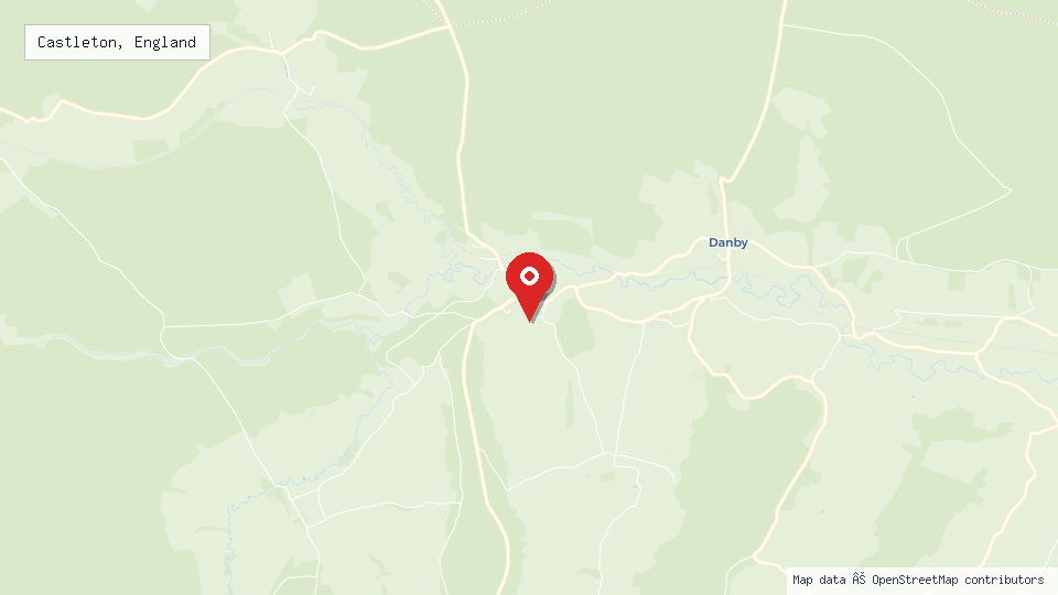 Street map of Castleton, England with location pin