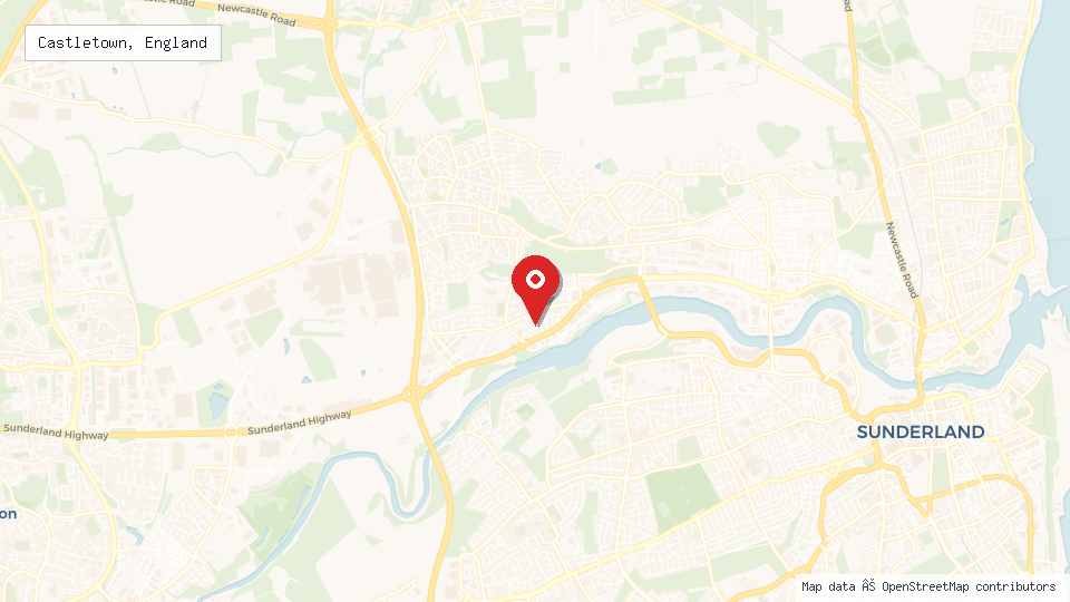 Street map of Castletown, England with location pin